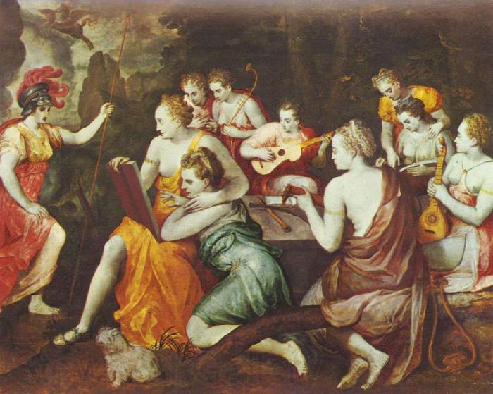 Frans Floris de Vriendt Athene bei den Musen Spain oil painting art
